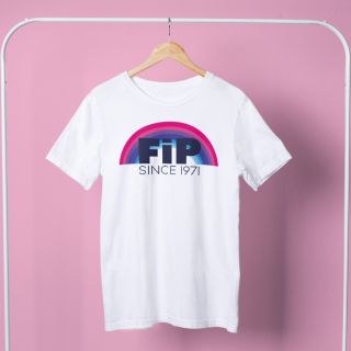 T-shirt Logo vintage - Arc-en-ciel - Homme - rose et bleu